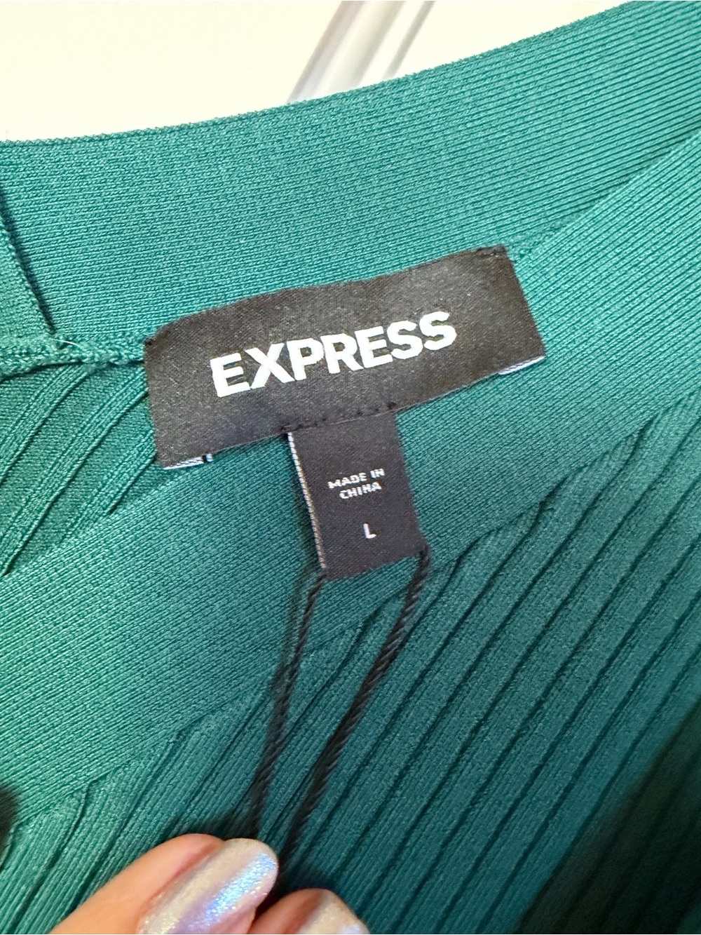 Express Teal Ribbed V-Neck Button-Front Cardigan Dress - Picture 4 of 4